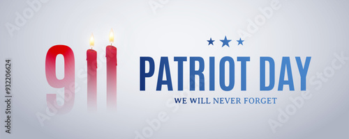Patriot Day remembrance design with candles, stars, and solemn text