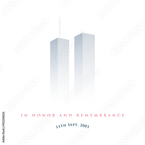 Minimalist twin towers with remembrance text for 9/11