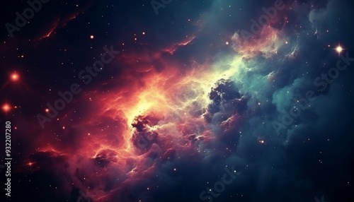 Colorful cosmos illustration of space galaxy nebula for design projects and presentations