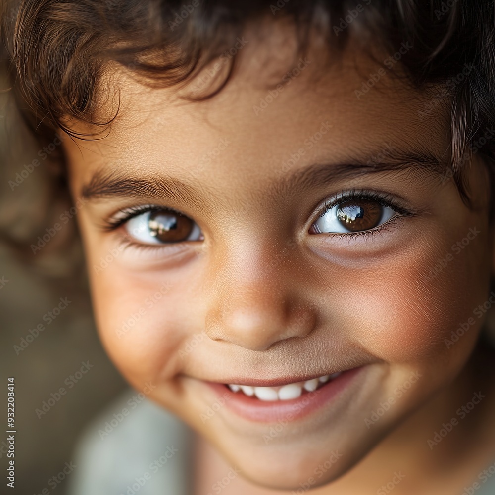 Close-up of joyful child with sparkling eyes and warm smile. Close-up of joyful child with sparkling eyes and warm smile.