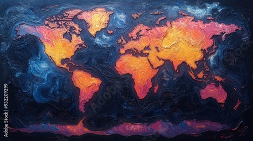 Fototapeta Naklejka Na Ścianę i Meble -  Abstract world map in vibrant colors on