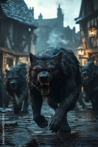 Werewolves take on a ferocious stance in a 1670s town. photo