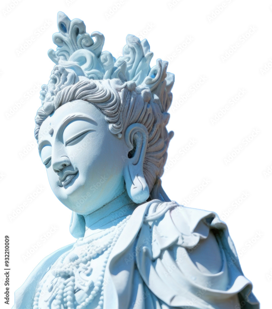 Obraz premium PNG Guan yin statue blue sky representation.