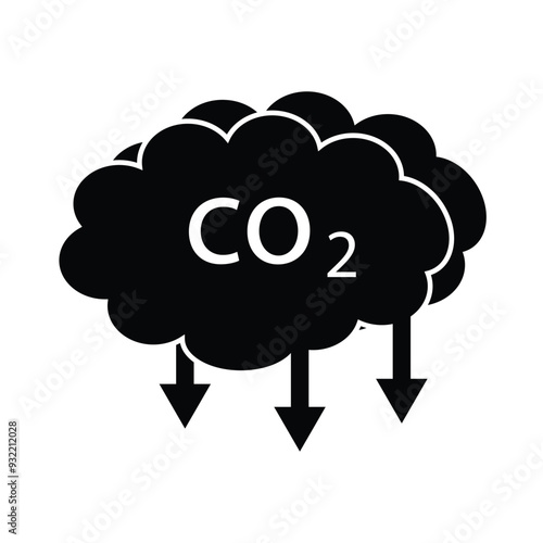 co2, carbon dioxide emissions icon on white background. CO2 emissions, carbon dioxide reduction, low, reduce, icon vector illustration