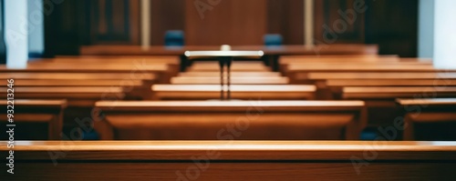 A courtroom with a focus on the witness stand, ready for testimony, courtroom, justice, witness stand photo