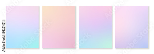 Set of 4 universal gradient backgrounds in delicate trendy pastel colors. For covers, greeting cards, invitations, social media, posters and other projects. Vector, for web and print.