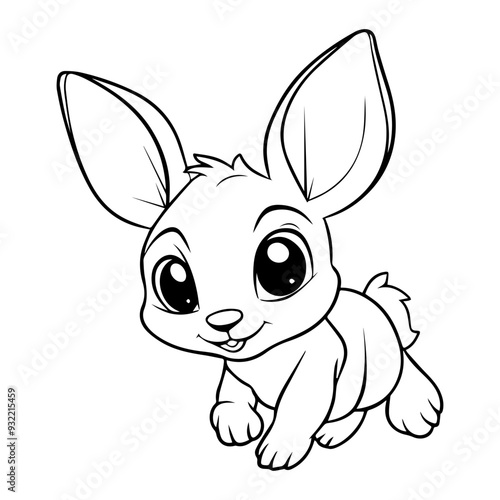 Kangaroo Coloring Page, Cute baby kangaroos cartoon character coloring page vector illustration. Simple cartoon style.