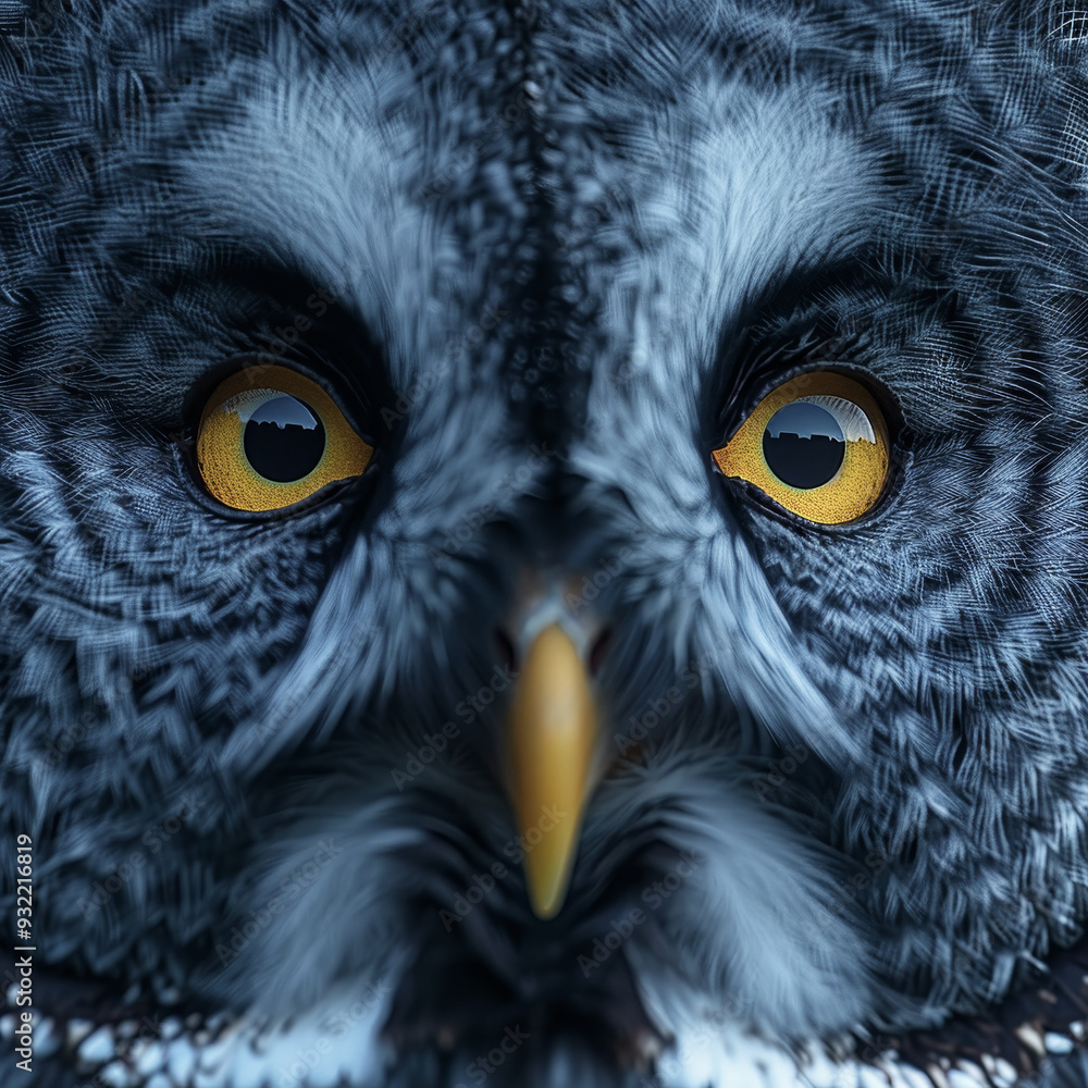 A striking owl with vivid golden eyes stares directly, capturing the essence of wisdom and tranquility, illuminated by the gentle glow of dawn. A striking owl with vivid golden eyes stares directly, capturing the essence of wisdom and tranquility, illuminated by the gentle glow of dawn.