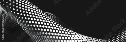 Abstract Black and White Dotted Wave