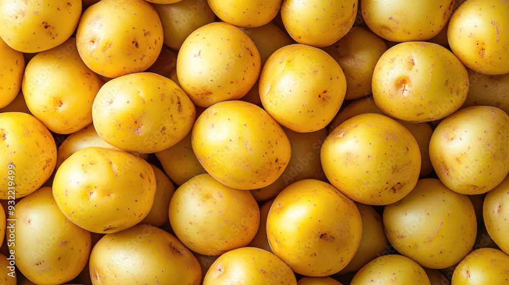 Raw yellow potatoes filling the frame in a natural food background Raw yellow potatoes filling the frame in a natural food background