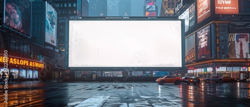Mockup of an Empty Billboard in Times Square, New York City
