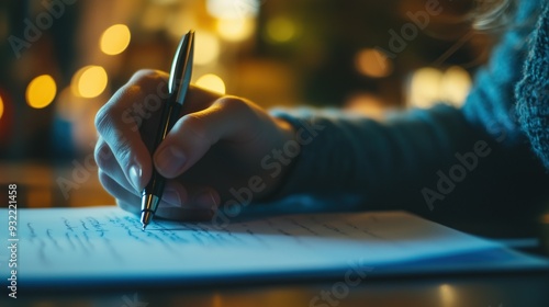 Wallpaper Mural Close-up of hands holding a pen writing on paper Torontodigital.ca