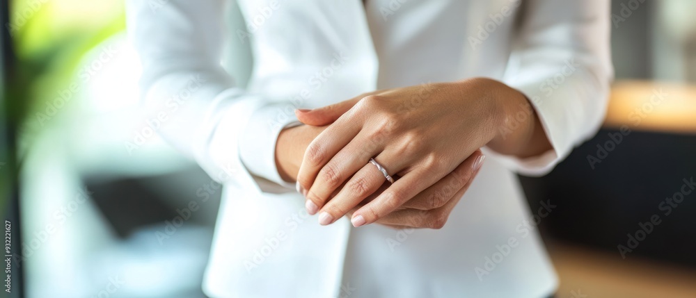 Woman's Hand with a Diamond Ring Woman's Hand with a Diamond Ring