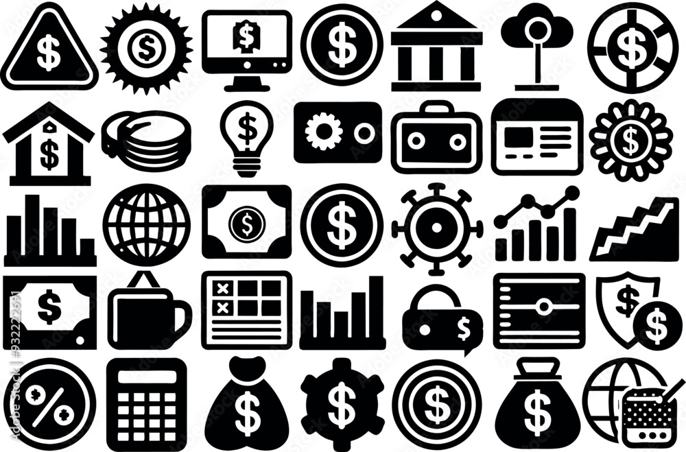 Finance related concept such as Dollar sign, bank, credit card, piggy bank, wallet & many more editable stroke outline icons isolated on white background flat vector illustration Finance related concept such as Dollar sign, bank, credit card, piggy bank, wallet & many more editable stroke outline icons isolated on white background flat vector illustration