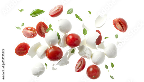 Wallpaper Mural Falling mozzarella cheese isolated on white background with clipping path, caprese salad ingredients Torontodigital.ca