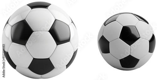 Soccer Ball Duo: A classic black and white soccer balls isolated on transparent background.