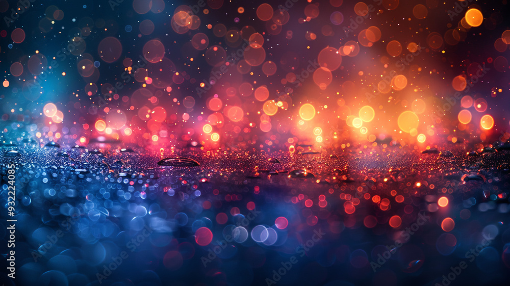 Obraz premium Glowing light particles create a dynamic and mesmerizing abstract design in a multicolored background 