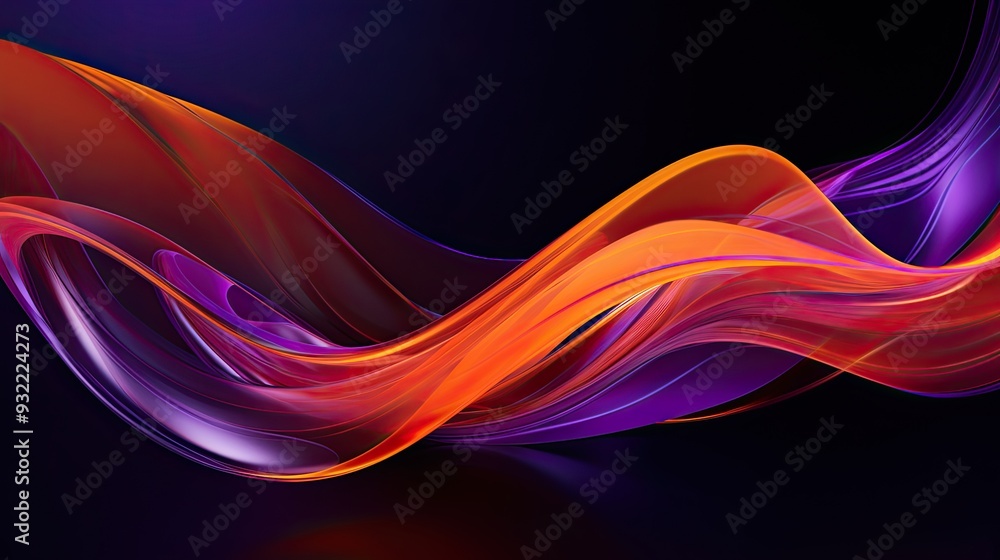 Obraz premium A dynamic mix of swirling ribbons in neon orange and electric purple shades, symbolizing creativity and boldness.