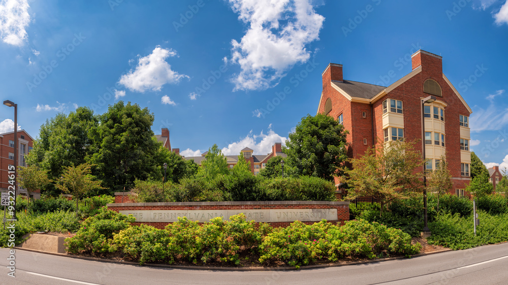 Panoramic view of the campus of Penn State University in sunny summer day, State College, Pennsylvania, USA. Panoramic view of the campus of Penn State University in sunny summer day, State College, Pennsylvania, USA.