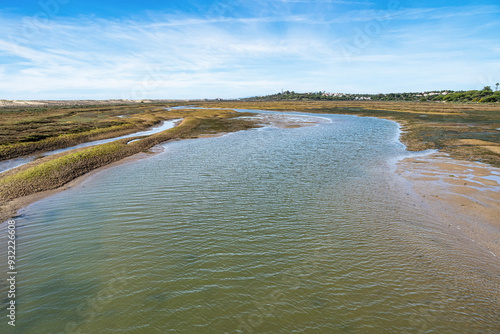 Landscape view of Parque Natural da Ria Formosa near Faro, Portugal