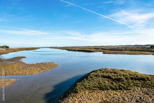 Landscape view of Parque Natural da Ria Formosa near Faro, Portugal