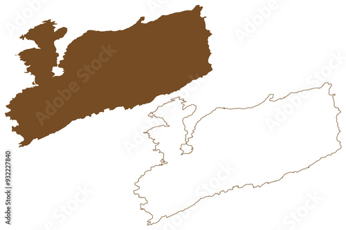 Otroya island (Kingdom of Norway) map vector illustration, scribble sketch Otroy map photo