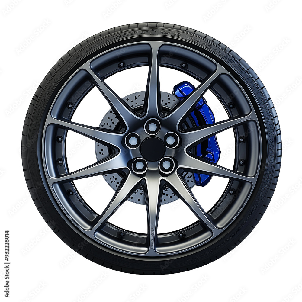 New sport car modern tyre isolated on white. Generative ai New sport car modern tyre isolated on white. Generative ai