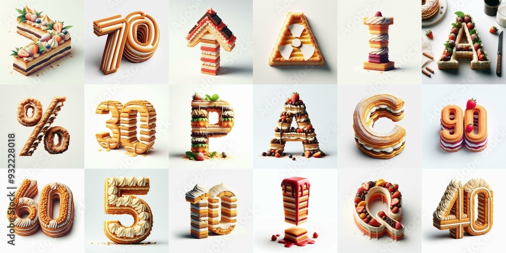 Fototapeta premium Napoleon cake Lettering Typeface. AI generated illustration