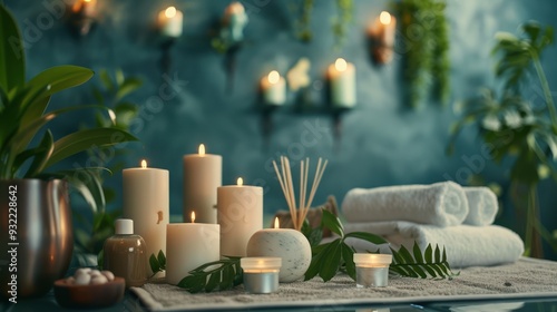 Spa Relaxation Candles and Towels