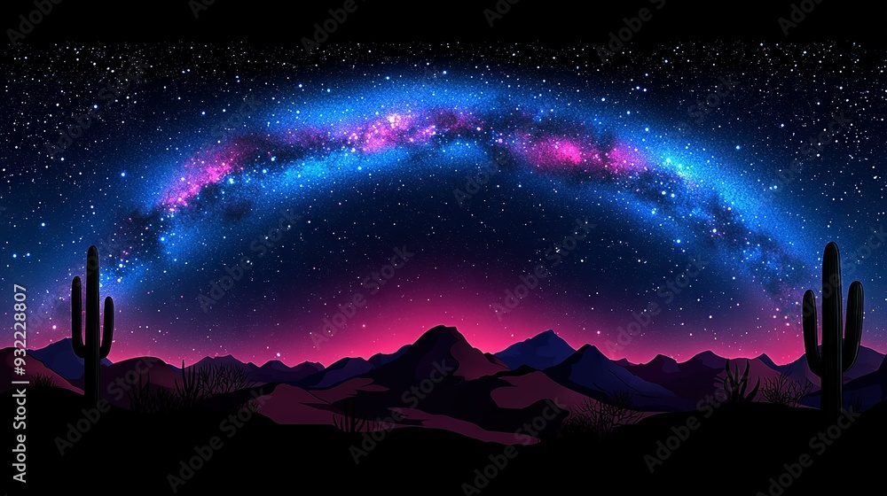   A sky filled with stars in both purple and blue tones