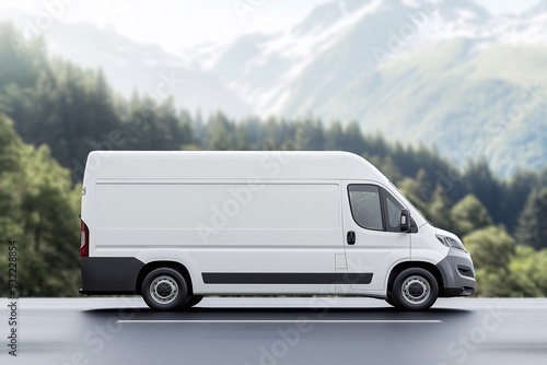 White delivery van full of packages is loaded and ready for the new ligistics mission. Generative ai  photo