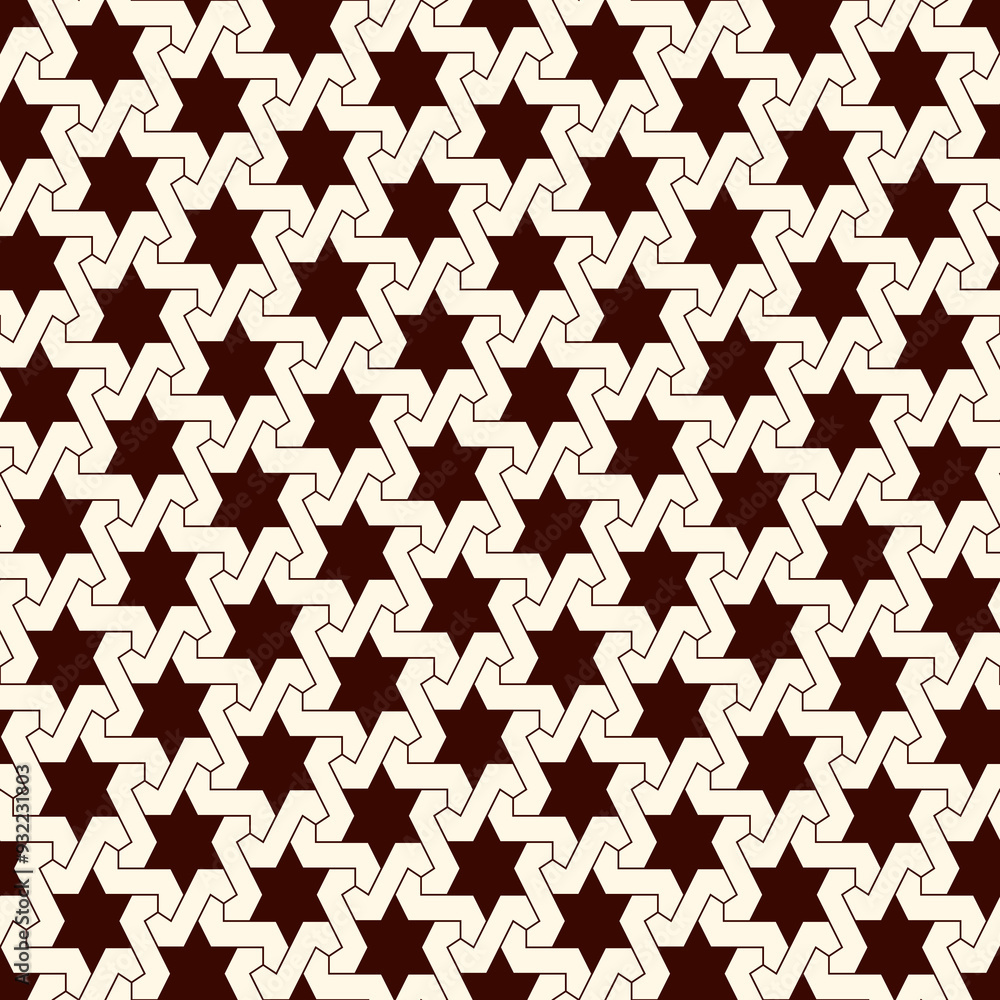 Oriental ancient mosaic pattern. Ethnic ornament. Repeated geometric figures, stars motif. Seamless surface design. Ornamental wallpaper. Geo abstract background. Digital paper, textile print. Vector Oriental ancient mosaic pattern. Ethnic ornament. Repeated geometric figures, stars motif. Seamless surface design. Ornamental wallpaper. Geo abstract background. Digital paper, textile print. Vector