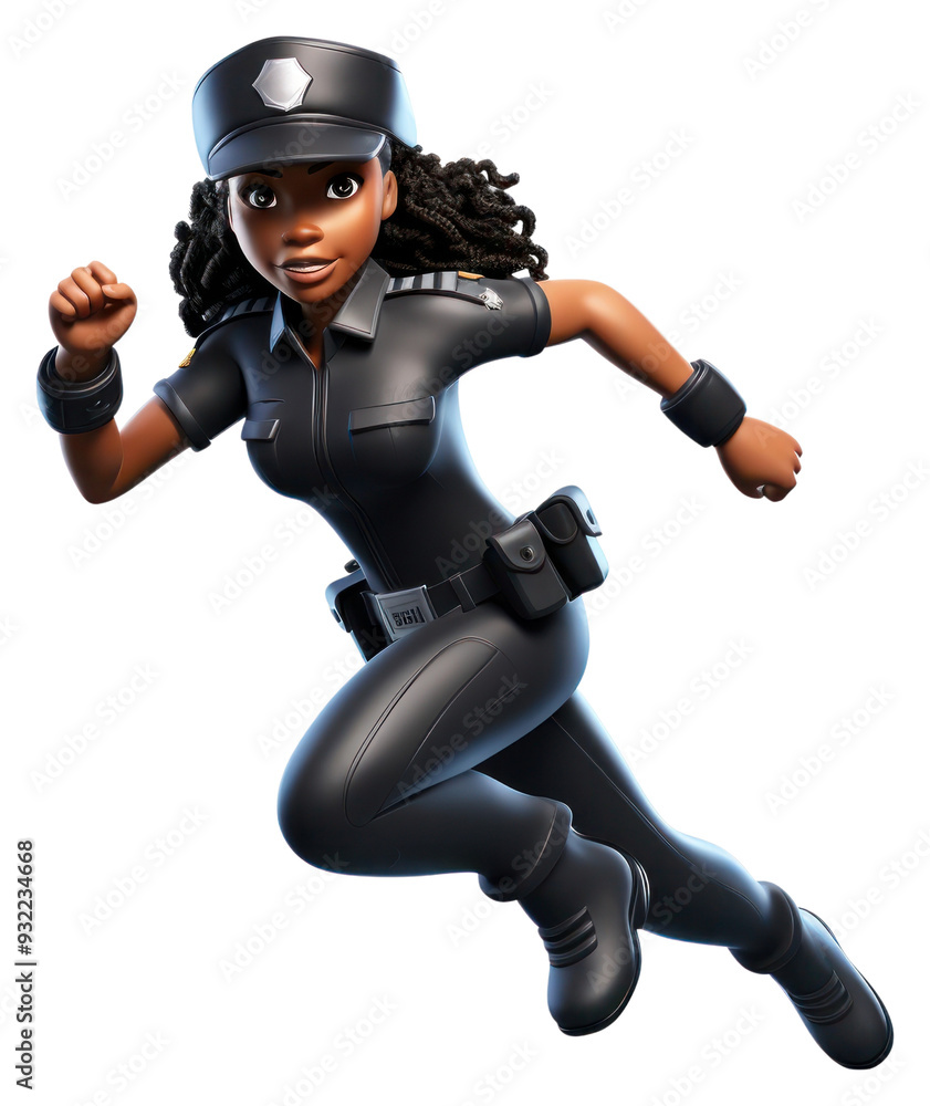 PNG Black police woman cartoon adult white background.