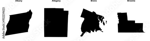 Albany, Allegany, Bronx, Broome outline maps