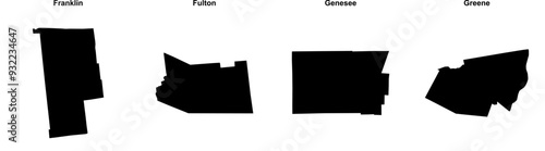 Franklin, Fulton, Genesee, Greene outline maps