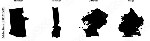 Hamilton, Herkimer, Jefferson, Kings outline maps