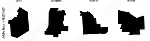 Lewis, Livingston, Madison, Monroe outline maps