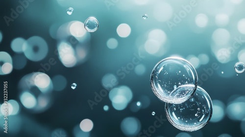 Bubbles suspended in air with a shimmering background during sunset
