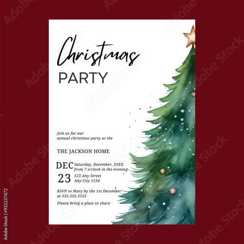 Modern Christmas Tree Party Invitation