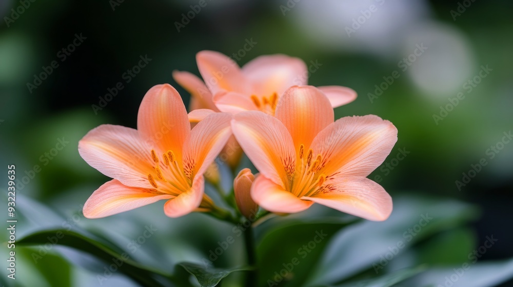 Bright orange flowers bloom among stones in a garden during springtime Bright orange flowers bloom among stones in a garden during springtime