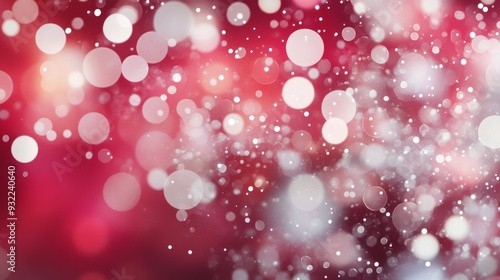 Delicate red and white bokeh lights create a festive atmosphere during a wint...