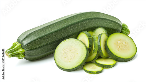 green zucchini isolated on white background photo