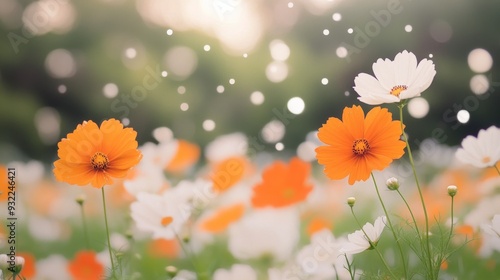 Colorful wildflowers blooming at sunset in a serene meadow
