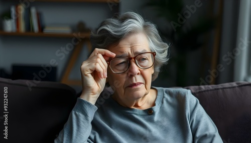 Wallpaper Mural Exhausted elderly woman taking off glasses, suffering from blurry vision or dizziness also have eyesight problem Torontodigital.ca
