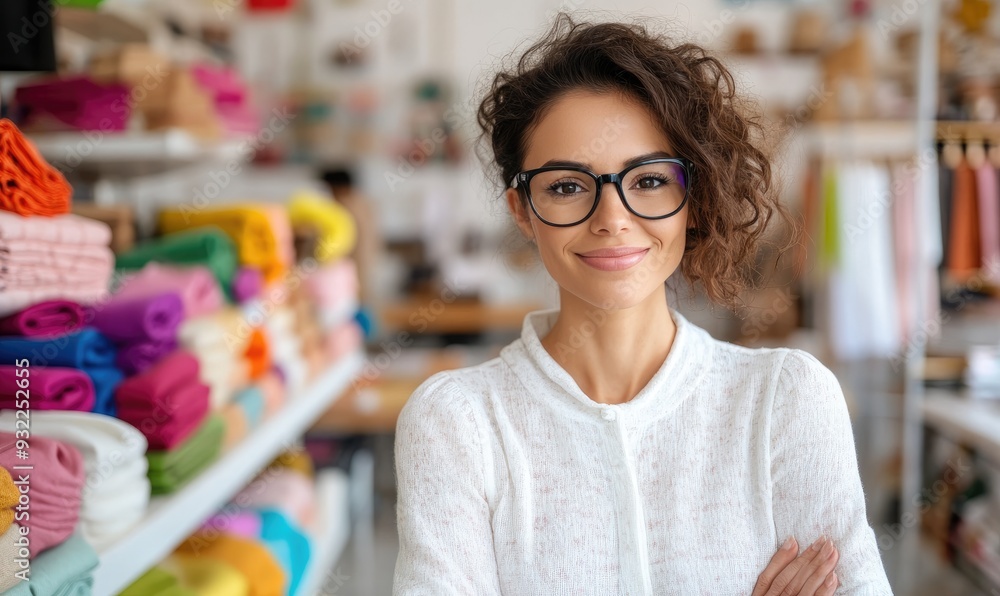 Young Female Fashion Designer Standing at Her Workplace Young Female Fashion Designer Standing at Her Workplace