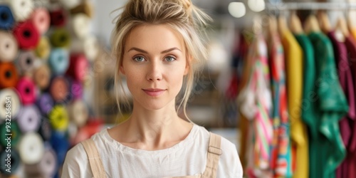 Wallpaper Mural Young Female Fashion Designer Standing at Her Workplace Torontodigital.ca