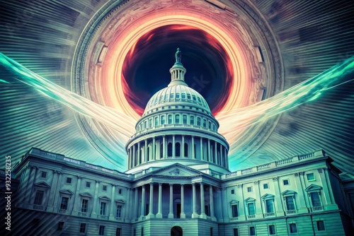 A vortex of red tape swallows the majority of tax dollars, leaving none for vital public services, amid a digital wasteland of discarded forms and endless paperwork.