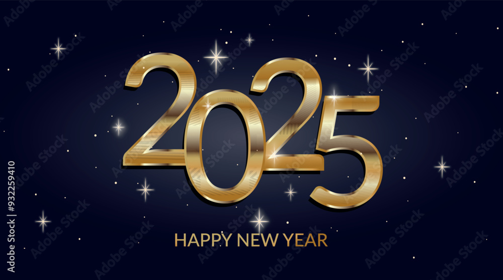 Happy new year 2025 design gold and blue Happy new year 2025 design gold and blue