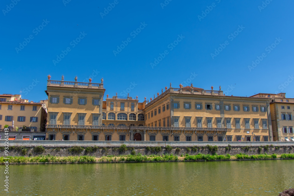 View of the architecture of the beautiful city of Florence in Italy from the Arno River View of the architecture of the beautiful city of Florence in Italy from the Arno River