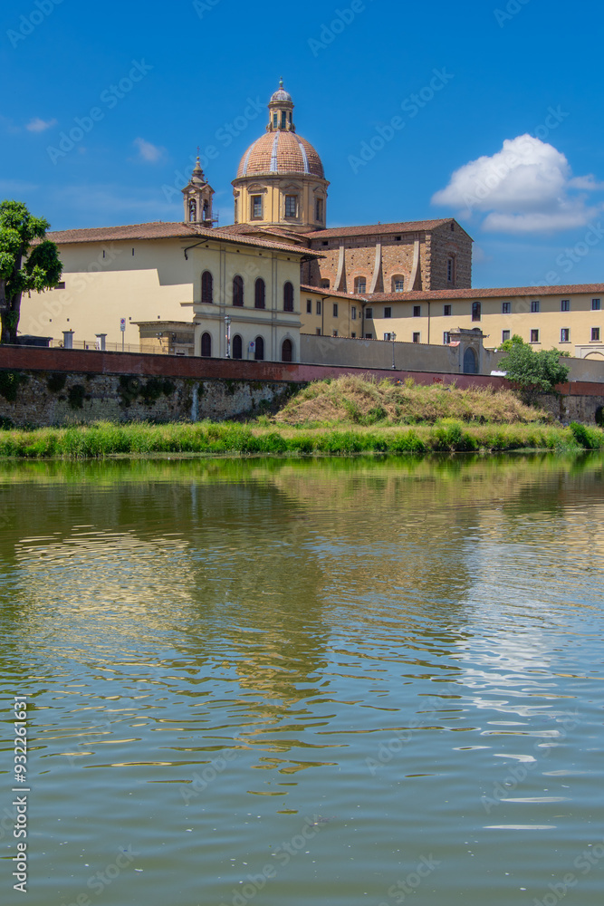 View of the architecture of the beautiful city of Florence in Italy from the Arno River View of the architecture of the beautiful city of Florence in Italy from the Arno River